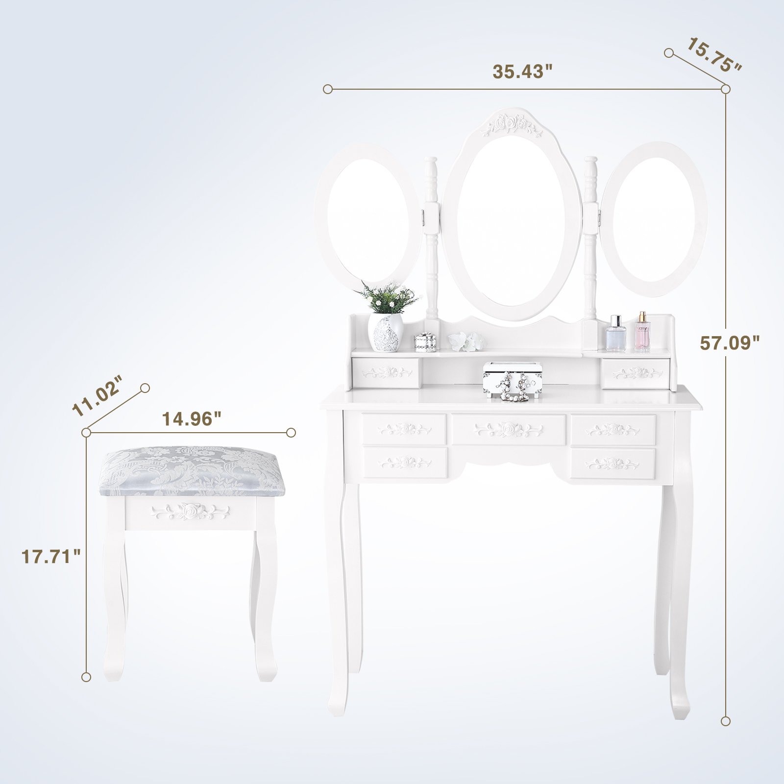 Mecor Makeup Vanity With 7 Drawers Vanit Buy Online In United Arab Emirates At Desertcart