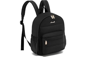 LOVEVOOK Small Backpack Purse for Women, Mini Puffer Lightweight Backpack, Casual Daily Daypack Purse for Women, Cute bag with Anti-theft Pocket for Travel-Black