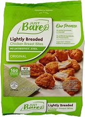 Just Bare® Lightly Breaded Chicken Breast Bites, Fully Cooked, 16g Protein, No Antibiotics Ever, Frozen, 19.2 oz