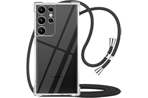 YESPURE for Samsung Galaxy S21 Ultra Crossbody Clear Case Adjustable Strap Lanyard Phone Case for Galaxy S21 Ultra Clear Soft TPU Anti-Yellowing Shockproof Protective Cover - Black