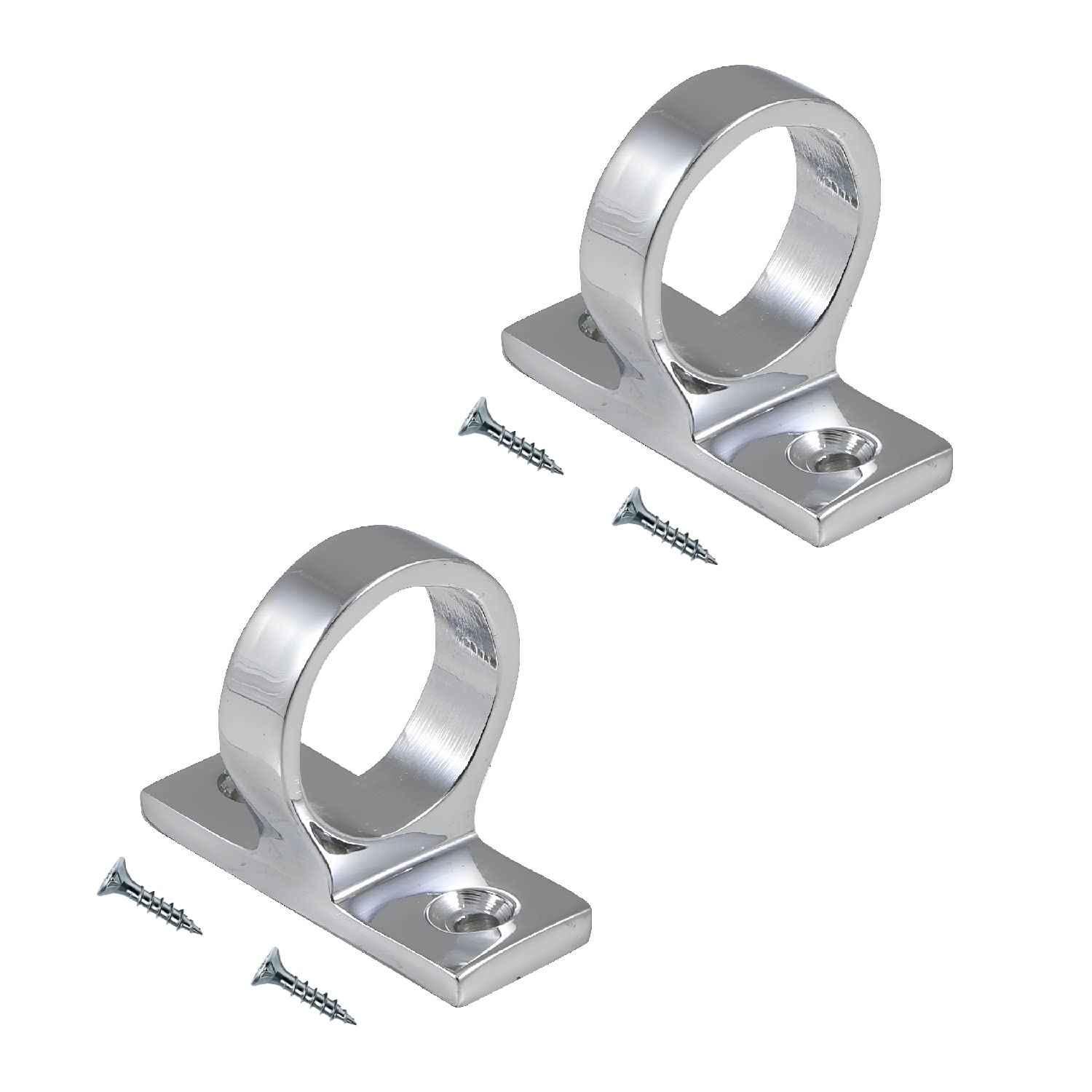 TERF®Heavy Duty Traditional Polished Chrome Sash Eye Ring Window Lift Pull Handle Sash Window Lift Pull Sliding Handle Including Fixing Screw - Pack of 2