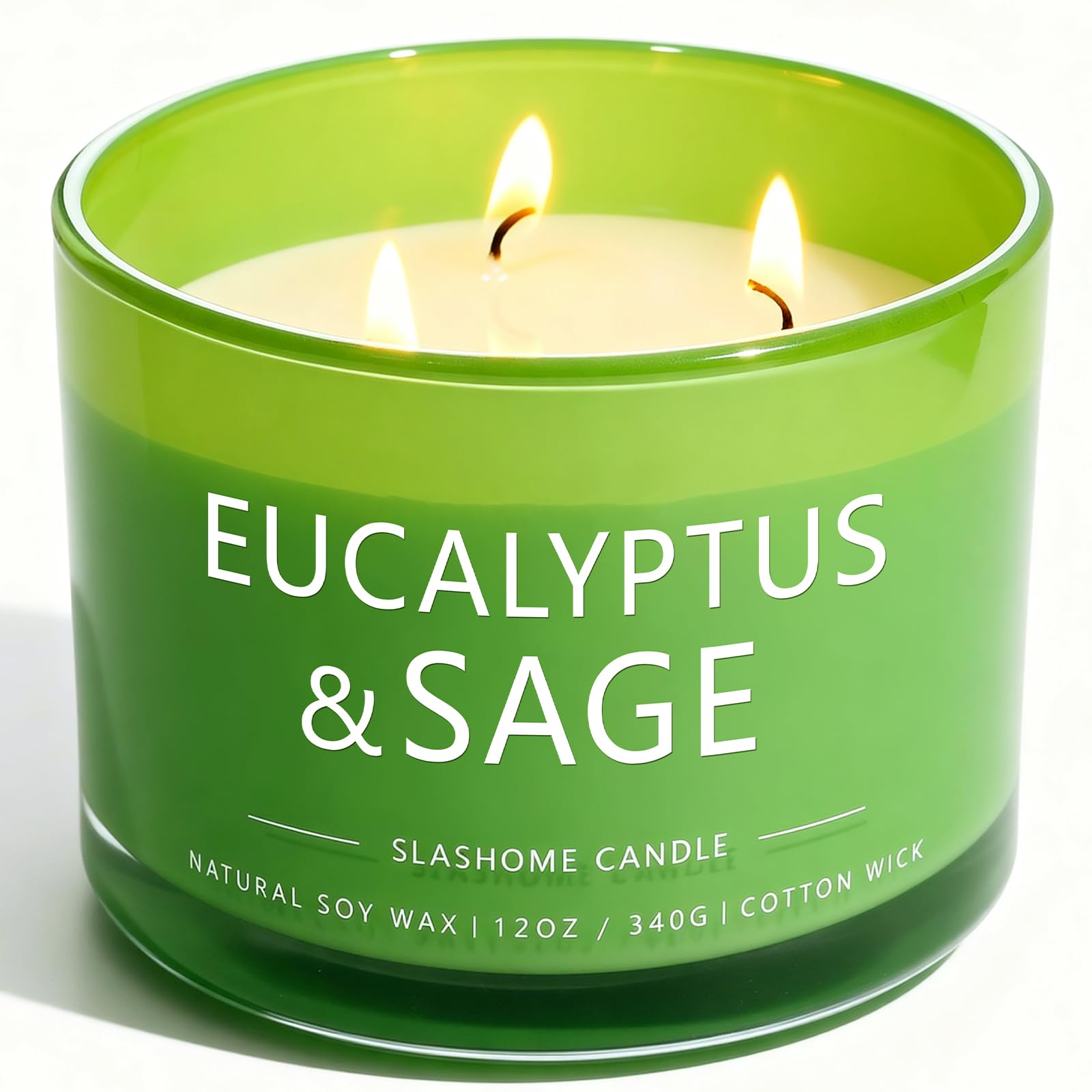 Sage & Eucalyptus Scented Candle, Luxury Large 3 Wick Soy Candle 12 Oz, 60+ Hour Long Lasting Clean Burn, Elegant Aromatherapy Home Decor, Housewarming & Birthday Gift for Men & Women