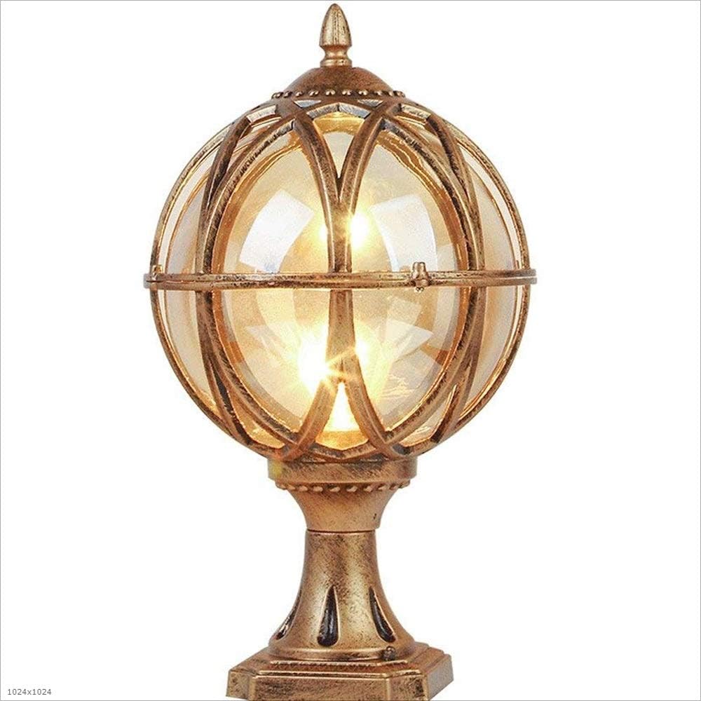 Amazon Com Jie Ke Post Lights Outdoor Aluminum Globe Landscape Lighting Fixture European Vintage Rustic Country Pillar Pole Lamp For Garden Entrance Columns E27 Socket Color Black 48cm Home Kitchen