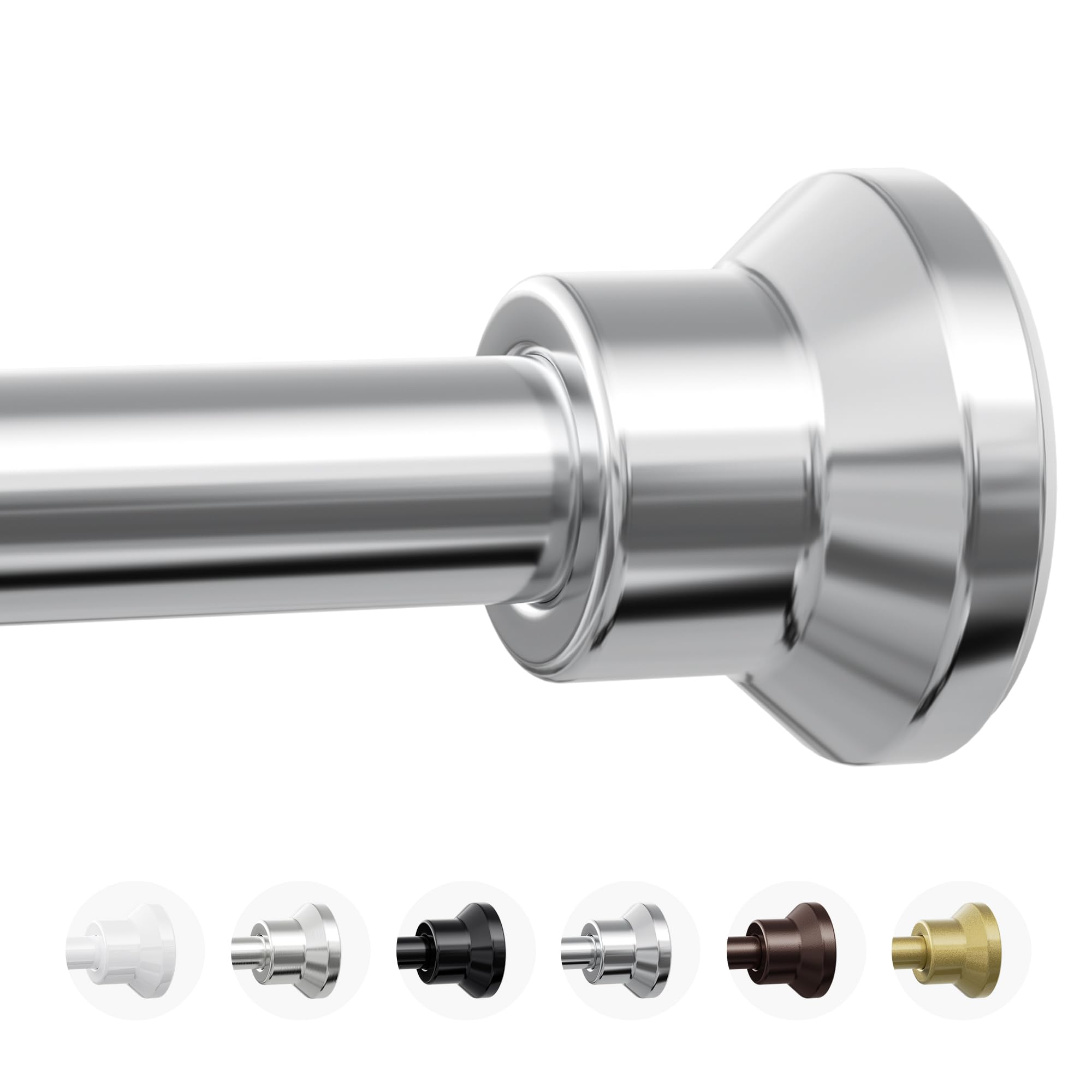 Photo 1 of **MISSING ASSEMBLY PIECES** Chrsouly Shower Curtain Rod, 31-76 Inch Adjustable Tension Shower Rod, 1" Diameter Heavy Duty Rust-proof Tension Curtain Rods for Bathroom, Non Slip, No Drilling, Silver