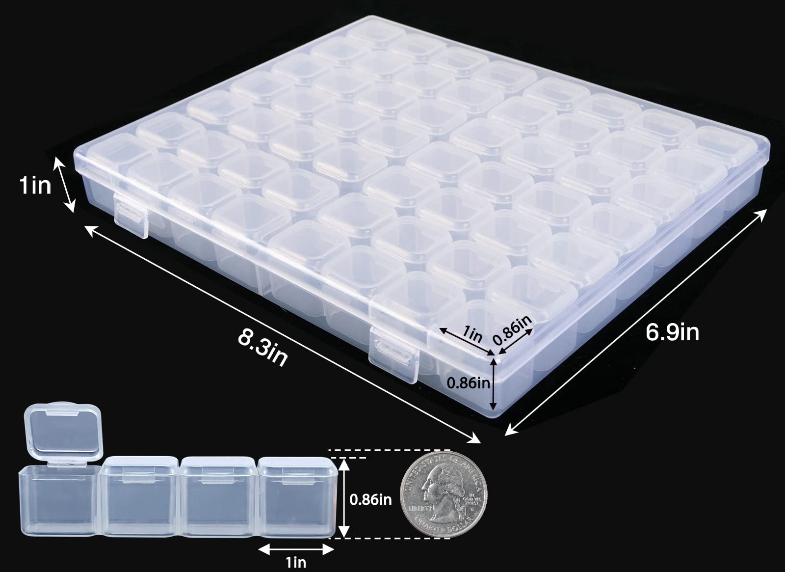 SGHUO 280 Slots 5 Pack 56 Grids Diamond Painting Storage Containers Plastic 5D Diamond Embroidery Storage Box with 400pcs Label Stickers for Sewing, Nail Diamonds, Diamond Painting Accessories