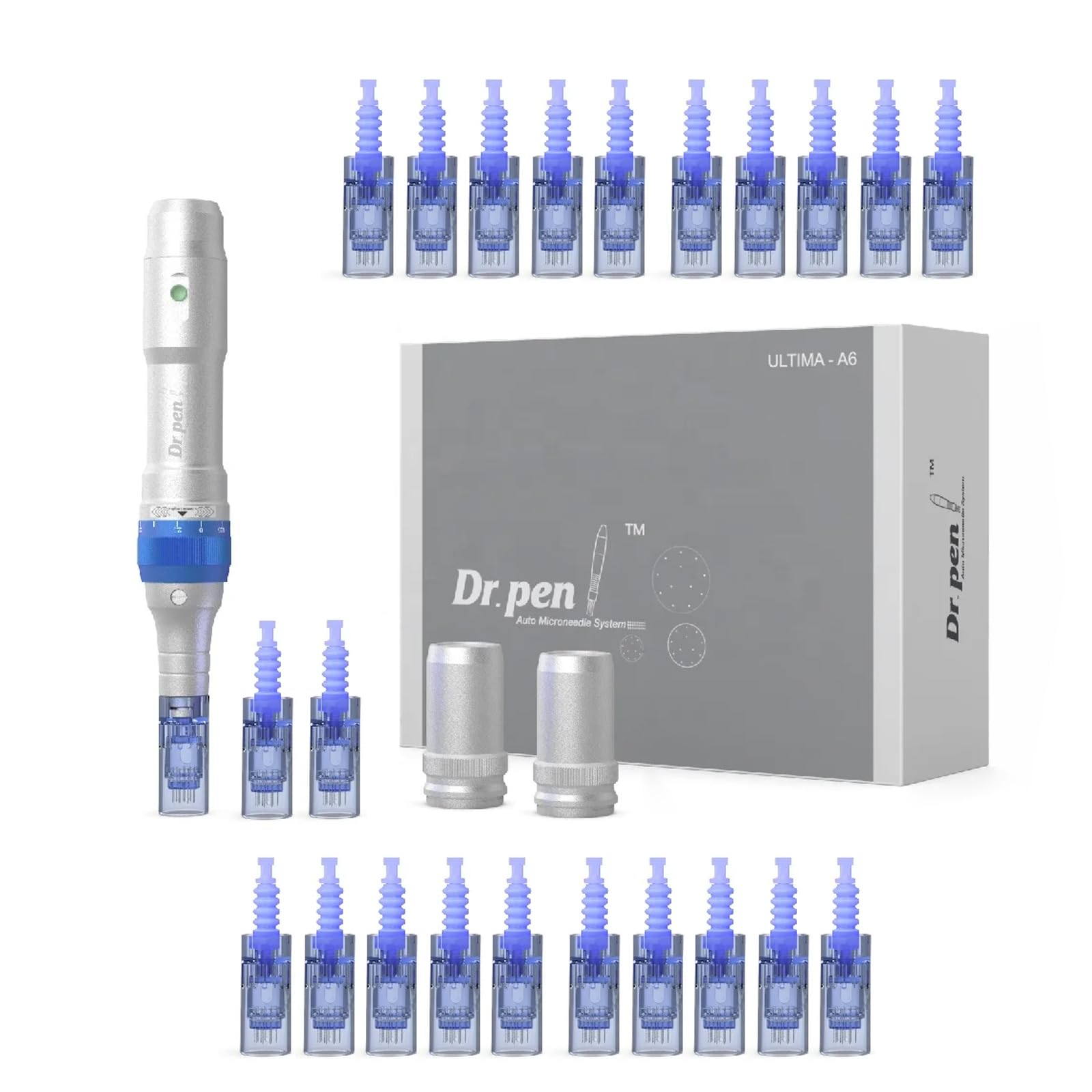 Dr.pen Microneedling, Professional Microneedling Pen A6 with 12Pcs 12Pin & 10Pcs 36Pin Replacement Needles, Micro Microneedling Machine Skin Care Tool for Wrinkle Stretch Marks Scar Hair Loss Treat