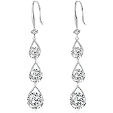 SBLING Cubic Zirconia Wedding Earrings for Brides Bridesmaids, Bridal Dangle Earrings, Crystal Drop earrings for Women Jewelry Gifts