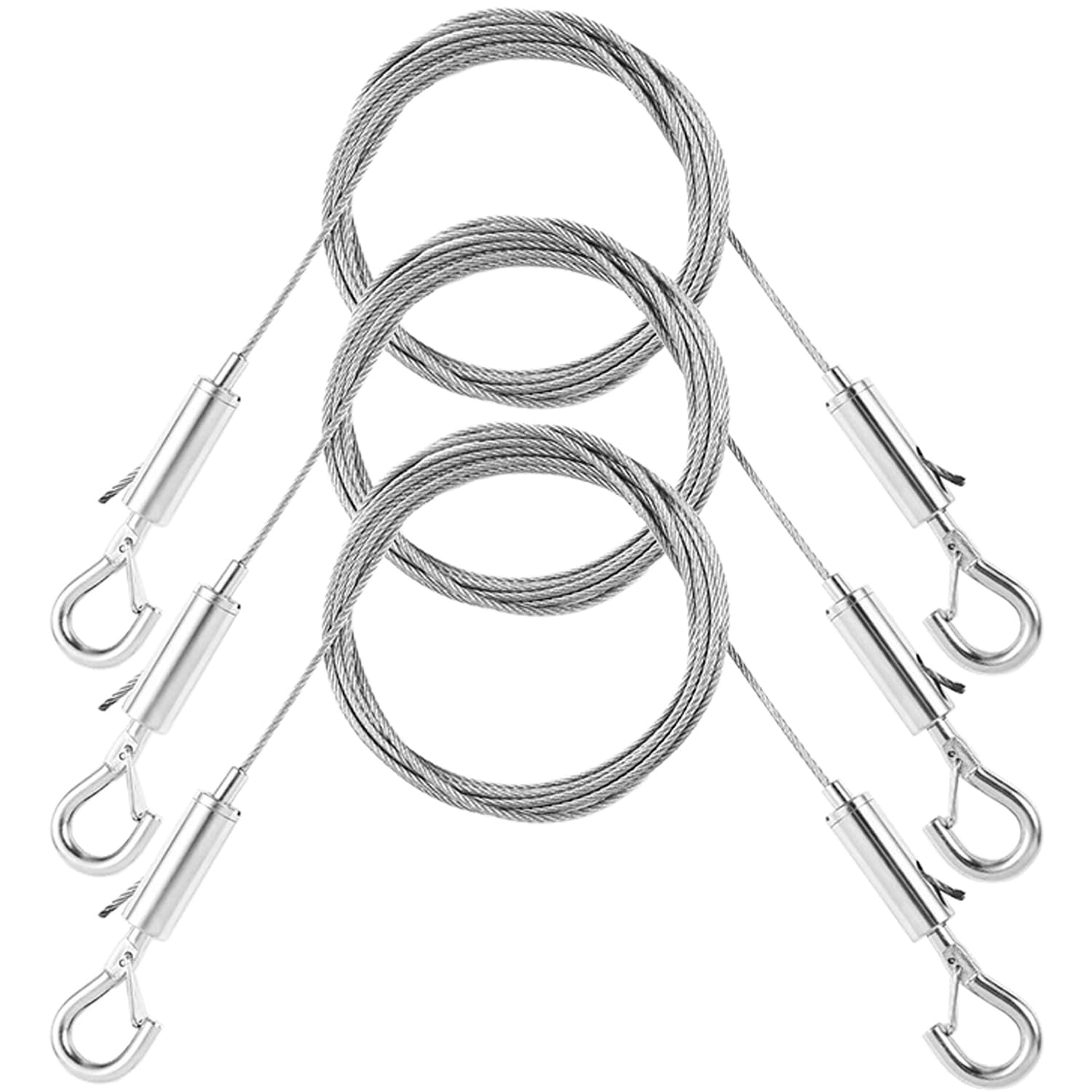 3 Pcs Adjustable Picture Hanging Wire Stainless Steel, MaehSab Heavy Duty Hardware Rope Supports 45 lbs, 2m x1.5mm with D Ring, for Mirror, Picture, Light Lamp, XY-picture-hanger-wire-3