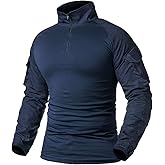 ReFire Gear Men's Military Tactical Army Combat Long Sleeve Shirt Slim Fit Camo T-Shirt with 1/4 Zipper