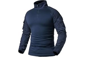 ReFire Gear Men's Military Tactical Army Combat Long Sleeve Shirt Slim Fit Camo T-Shirt with 1/4 Zipper