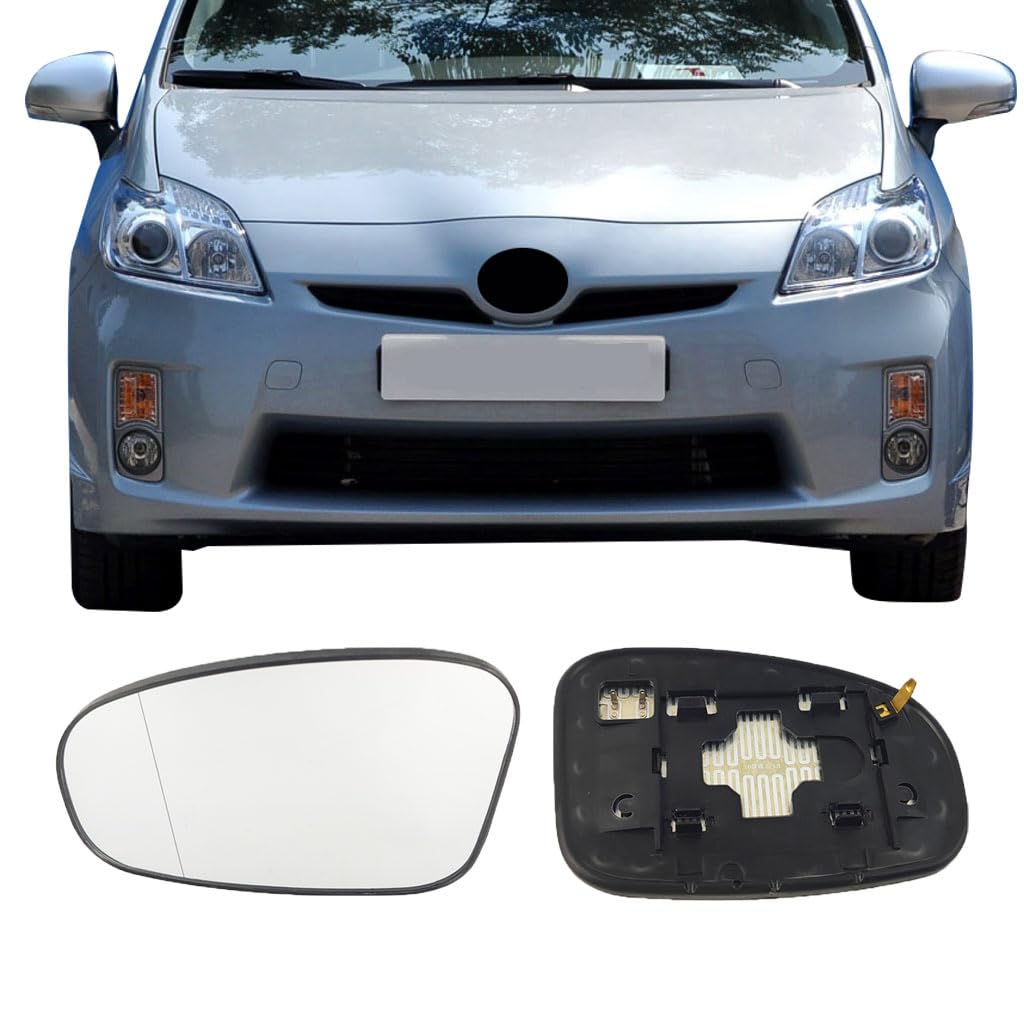 Photo 1 of Driver Side Mirror Replacement Glass for Toyota Prius 2010-2015, Automotive Exterior Heated Left Side View Mirror Glass for 2010 2011 2012 2013 2014 2015 Toyota Prius