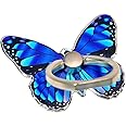 Kinizuxi Cell Phone Ring Holder, Butterfly Phone Ring Grip Stand 360°Rotation Finger Ring Kickstand Compatible with iPhone,All Android Smartphone (Blue)