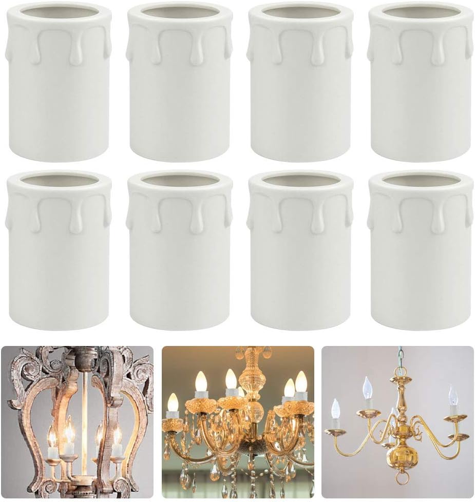 EMAGEREN 8 Pack Candle Drip Sleeves 43 * 60mm Candle Socket Covers Chandelier Candle Sleeves Plastic Covers Tubes Candelabra Base for Most Chandeliers Wall Light and Christmas Decoration
