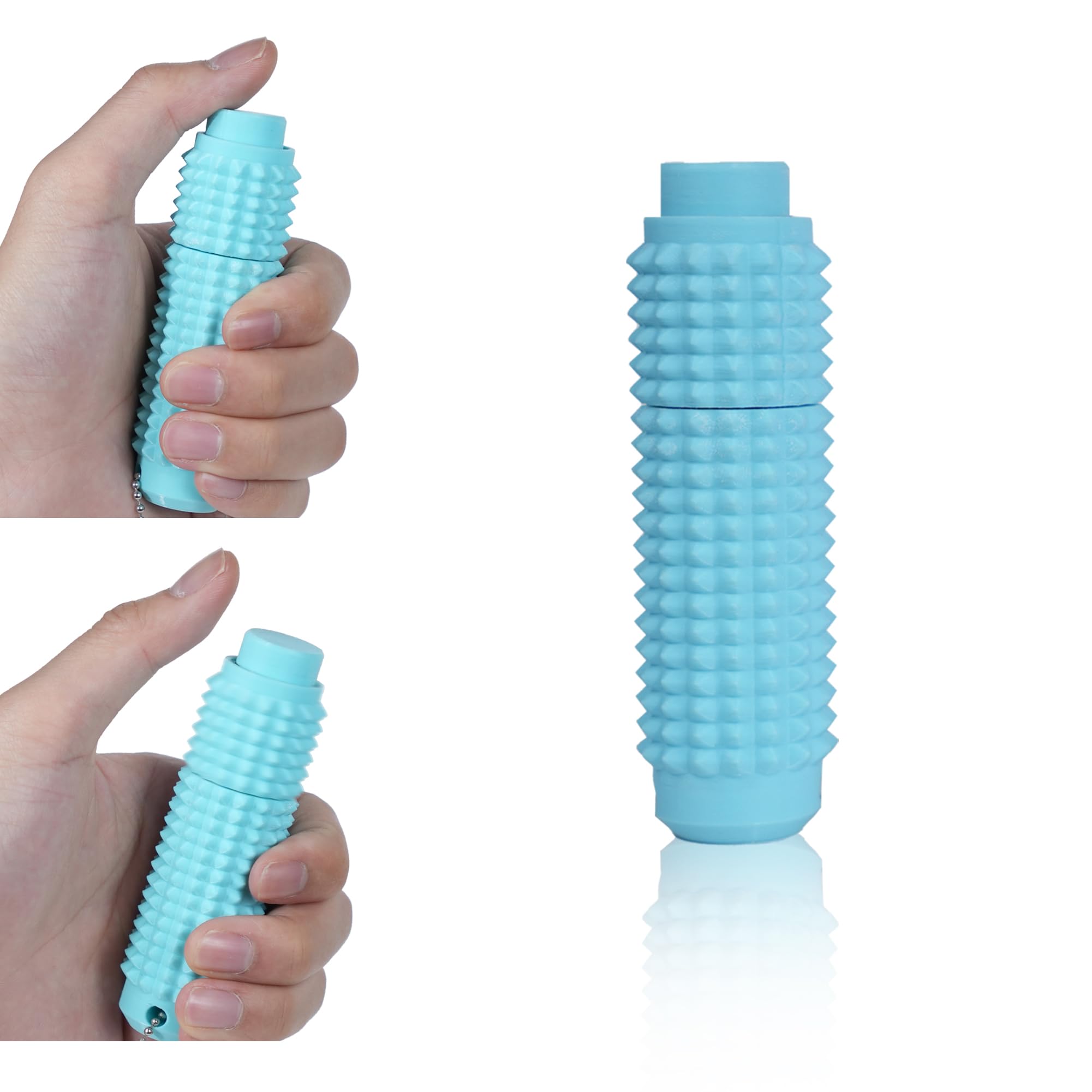 SnapMorph Little Ouchies Fidget Toys - All-in-One Pain Stim Toy with Spinning & Press Buttons for Anxiety Relief, Stress and Pain Relief Stimulation for Adults and Teens,1PCS Cyan Blue