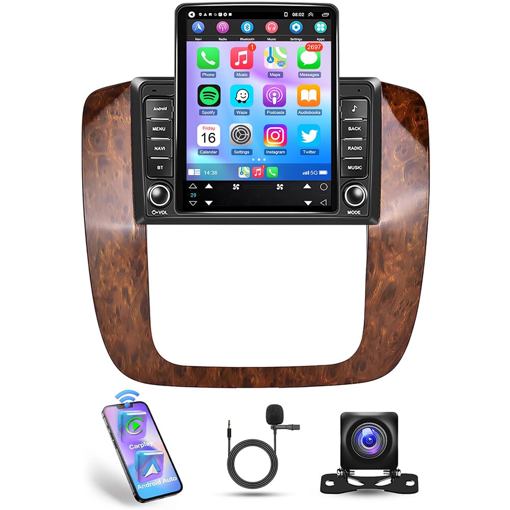 Photo 1 of 4G+64G Car Stereo for Chevrolet GMC 2007-2014 with Wireless Carplay and Android Auto, 9.7" Touchscreen Android 14 Double Din Car Radio Receiver Head Unit GPS Navi Bluetooth WiFi FM AHD Backup Camera