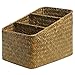 Decorative Tan Hand Woven 3 Compartment Home Organizer Basket / Desktop Storage Holder Container
