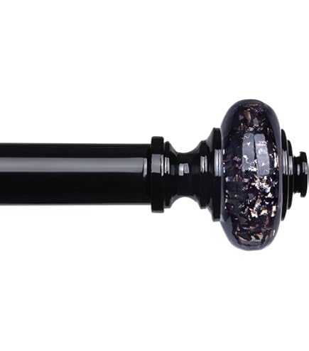 Deco Essential Adjustable Curtain Rod – 66" To 120" Extendable, 1" Diameter, Black Matte With Arrow Finials