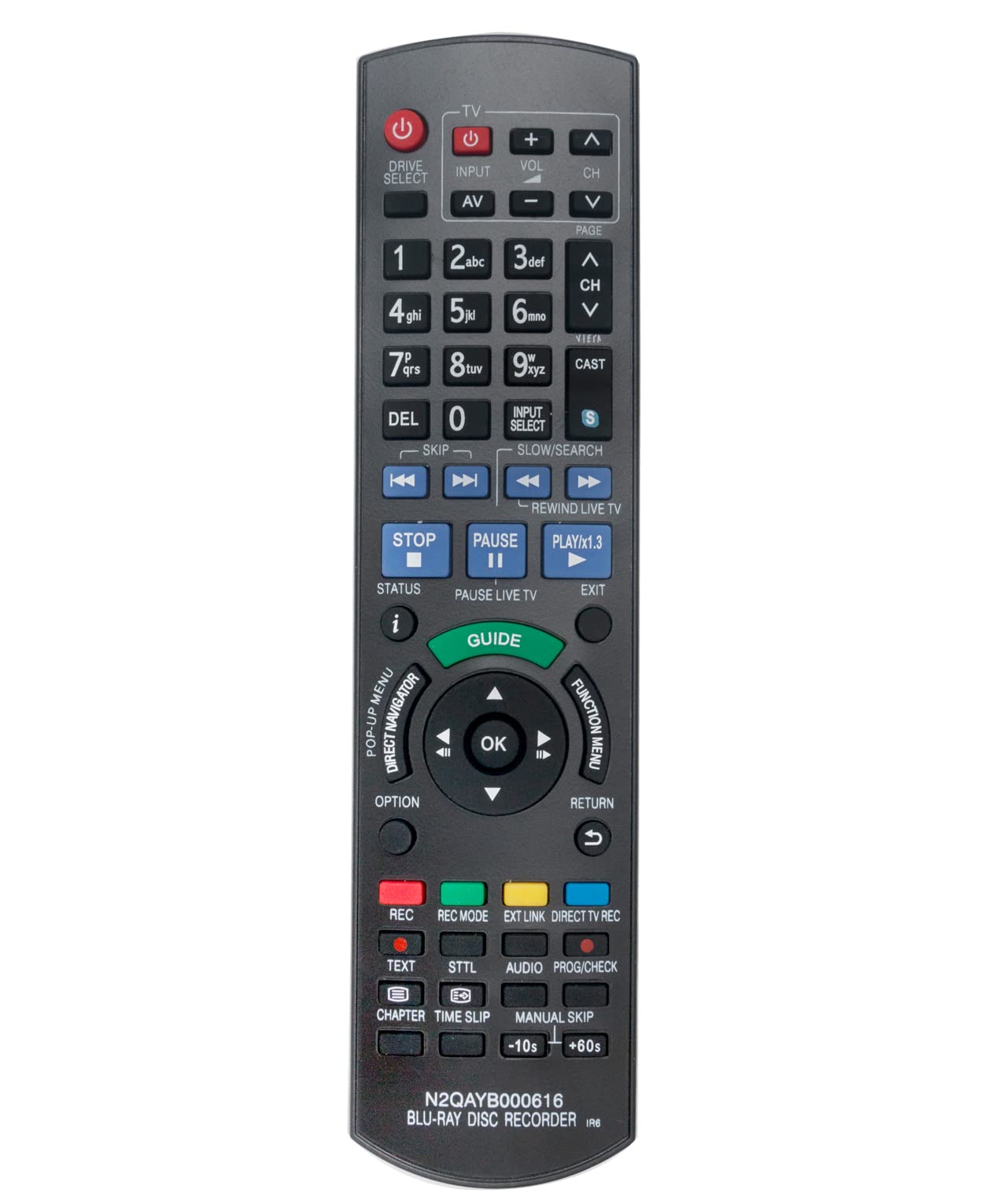 VINABTY Replacement Remote N2QAYB000616 Suitable for Panasonic Blu-ray Disc Recorder DMR-BST700 DMR-BST700 DMR-BST700EG DMR-BST701 DMR-BST800 DMR-BWT700 DMR-BWT700EC DMR-BWT800