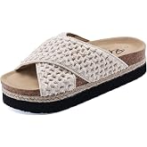 PepStep Slide Sandals for Women with Soft Cork Footbed and Strap, Ladies Fashion Platform Slide Sandals Comfortable Slip On Style