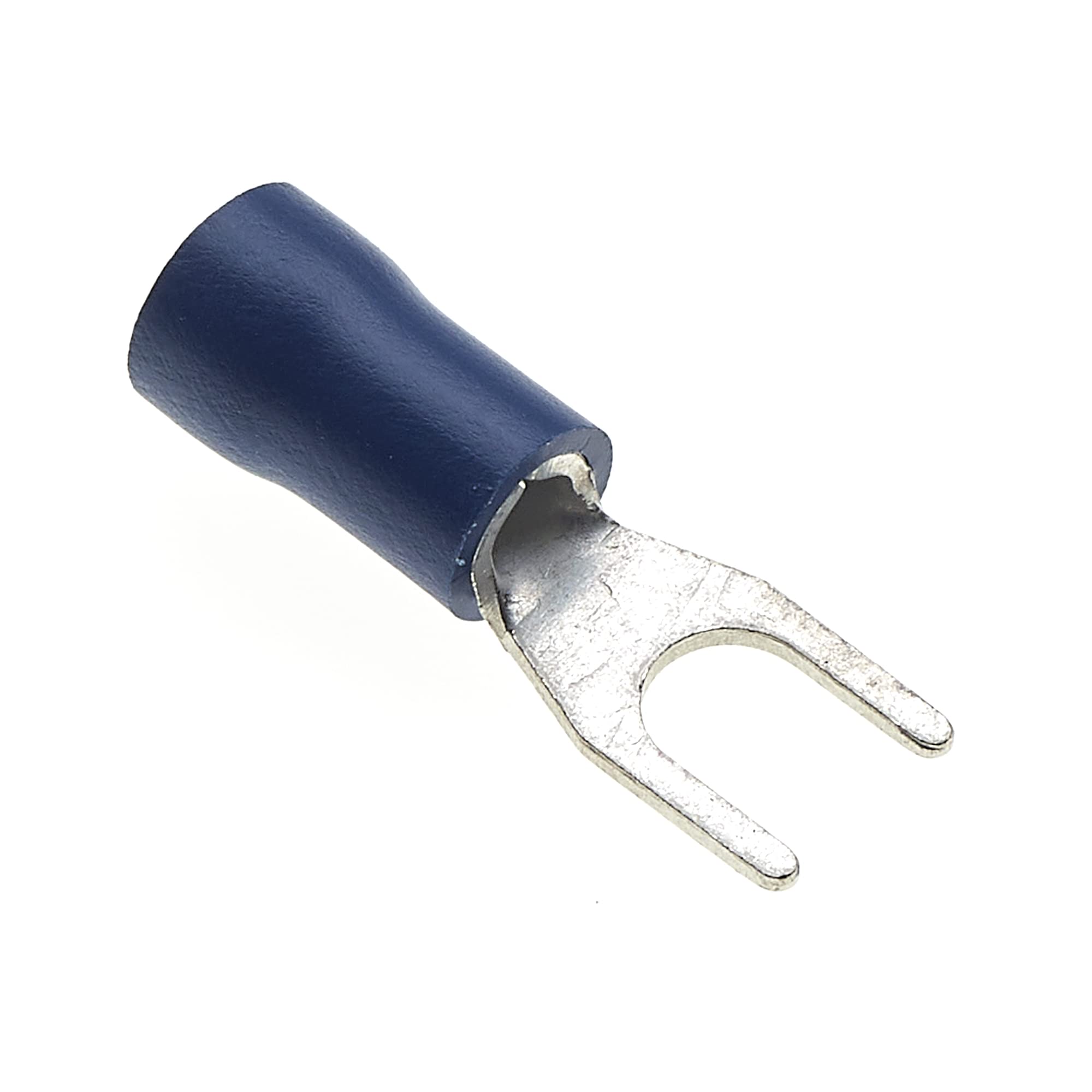 Fork Crimp Terminal, Pack Of 100 - Blue, 24A, 4mm - Heat Shrink Fork Connectors, Tinned Copper Connectors, Insulated U-Type Wire Terminals