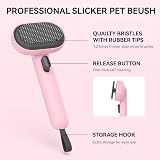 Aumuca Cat Brush with Release Button Pink Grooming Tool Long Short Hair view 3