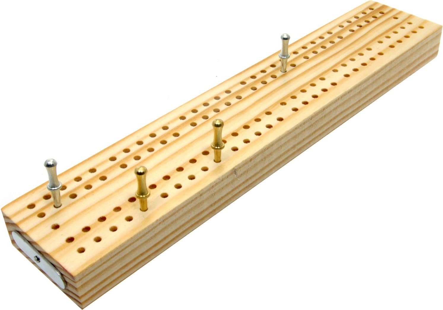 British Made Wooden Cribbage Board with Peg Storage, 24cm (9") Supplied with 4 Metal Pegs and Instructions