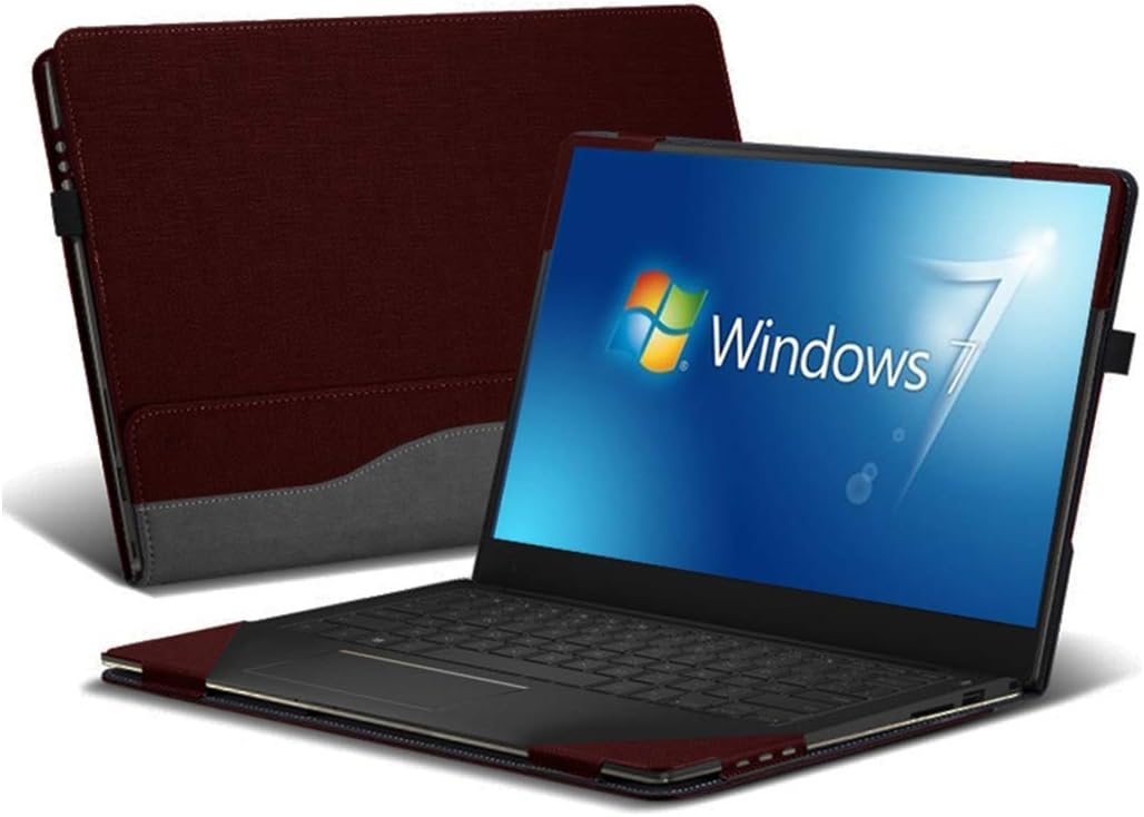 Honeycase Compatible with Yoga 730 15.6 inch Case, PU Leather Folio Stand Protective Hard Shell Case Type Keyboard Tablet Cover Compatible for Lenovo Yoga 730-15 15 Inch,Red