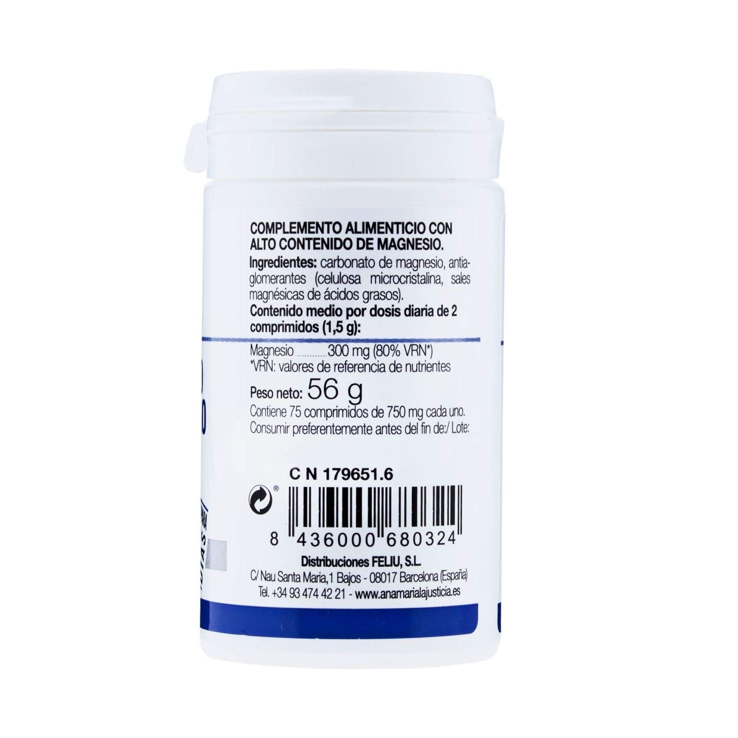 Amazon.com: Ana Maria La Justicia Justice Magnesium Carbonate 75Comp Strengthens Your Nervous System and Revitalizes Your Body. Ideal for Fatigued Or Sporty ...