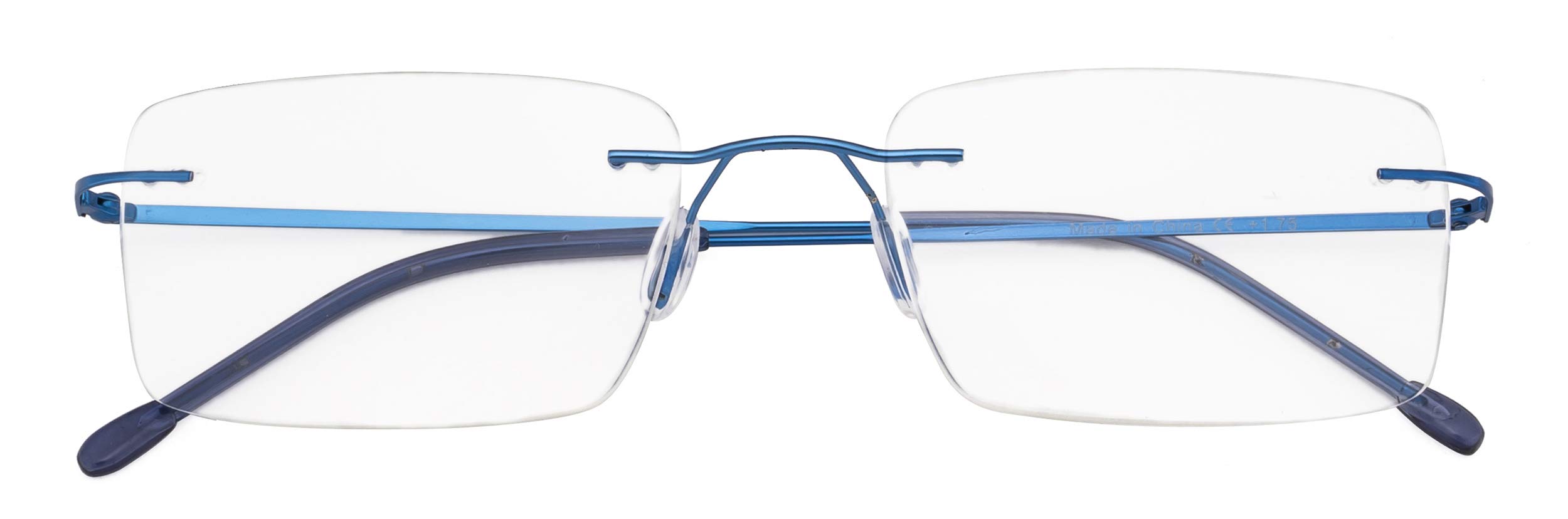 CessBlu Rimless Reading Glasses Lightweight Readers for Men (Blue) +0.5