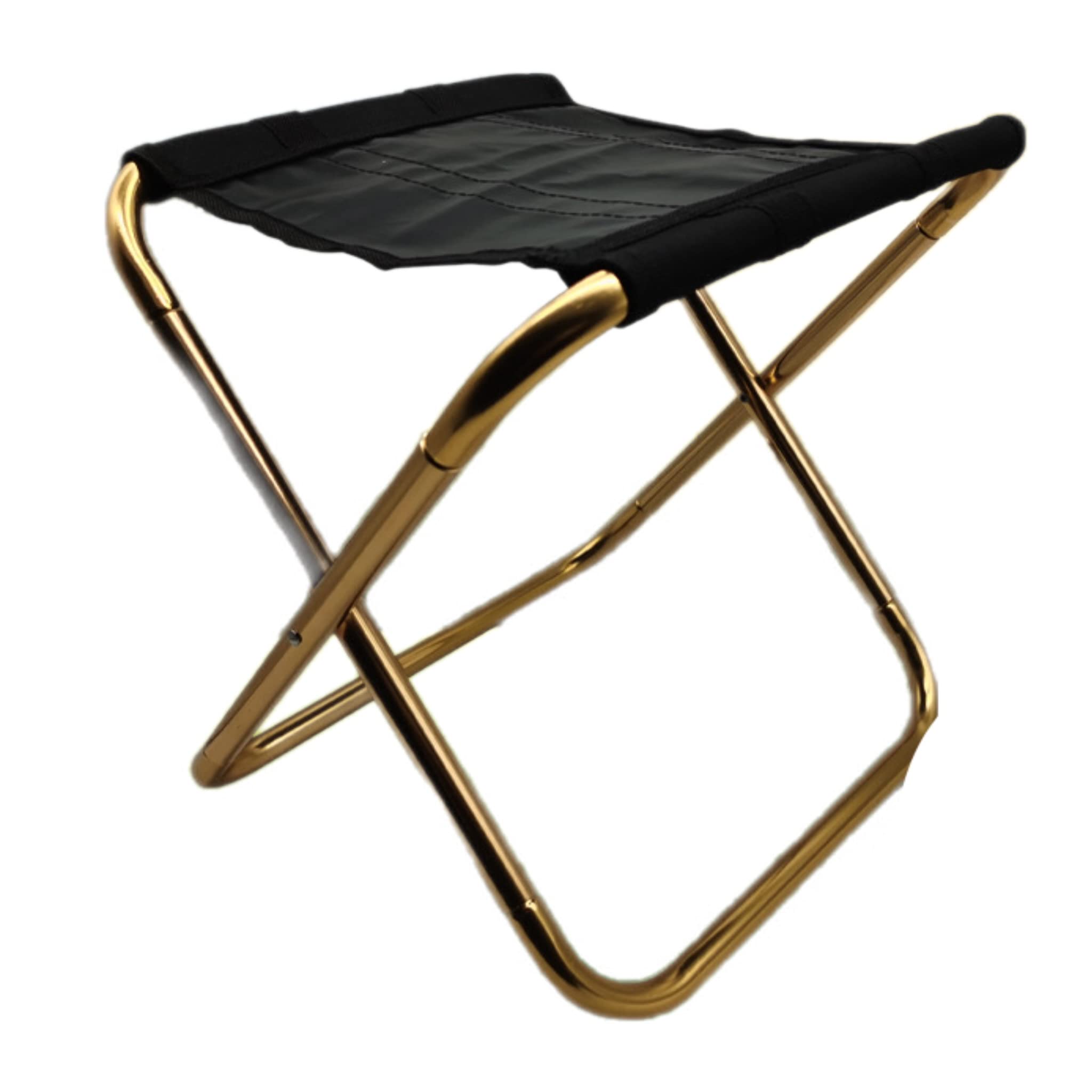 eBoutik - Compact Ultralight Camping Chair - Lightweight Portable Small Lightweight Seat - for Backpacking, Garden, Fishing, Hiking, Picnic & Walking (Standard, Black and Gold)