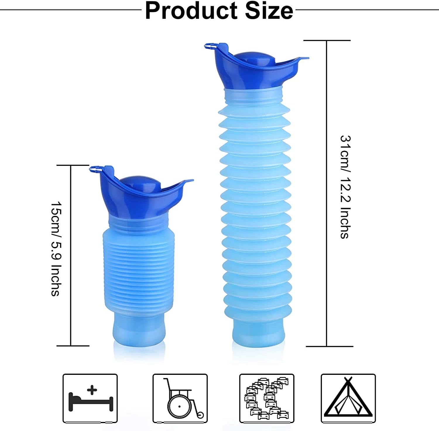 Topcloud Shrinkable Urinal, 750ml Male Female Portable Mobile Toilet Potty Pee Urine Bottle - Image 4