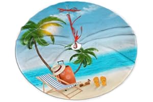 EVAVA Sea Christmas Tree Skirt 30", Summer Ocean Beach Tropical Palm Leaves Tree Mat for Xmas New Year Decoration Indoor Outdoor Holiday Ornament Supplies