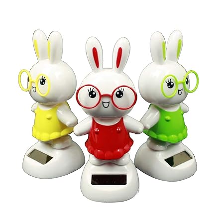 HAAC Solar Wackelhase mit Brille Ostern Hase Wackelfigur Größe 13 cm Farbe rot grün oder gelb