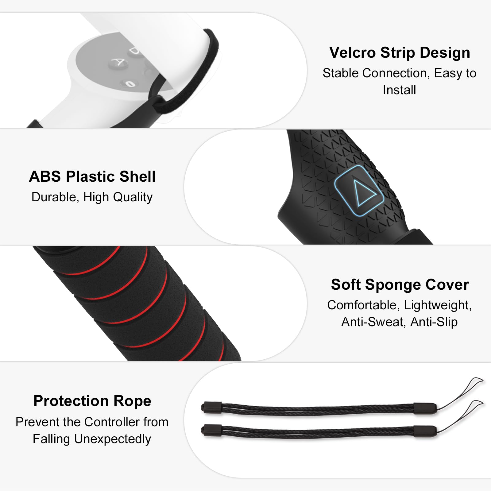 AMVR Gorilla Tag Long Arms Beat Saber Handles Compatible with Oculus Quest 2/Quest/Rift S, VR Controller Extension Grip Accessories 2 in 1 Sticks Attachment, Reinforcement with Tie Wraps(Not for Q3)