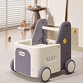 Children's Train Toy Box,Cart for Toddlers 1-3 with Wheels, Drawstring, and Handle for Riding, Walking, Towing, and Storage. Load Capacity 170LBS Great Gift for Toddler Boys and Girls(Pickup-Grey)