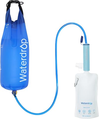 Waterdrop Water Filter Straw 0.1 Micron with Gravity Bag Blue Camping