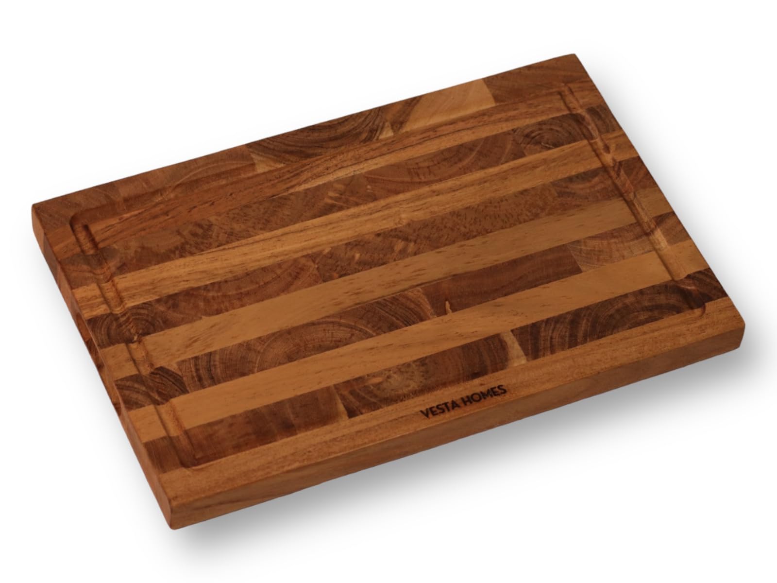 Vesta Homes Large Wooden Chopping Board/Cutting Board/Serving Board, Plate for Vegetables, Fruits & Cheese | Natural Acacia Wood | 38 x 25.5 x 2.5 cm | Handcrafted | Made in India