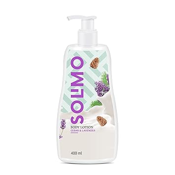 Amazon Brand - Solimo Cedar & Lavender Body Lotion, No Paraben, Sulphates, Phthlates, Mineral Oil, 100% Vegan, 400 ml