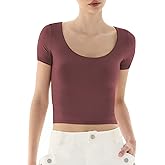 PUMIEY Women's Scoop Neck Short Sleeve T Shirt Slim Fit Sexy Tops Smoke Cloud Collection