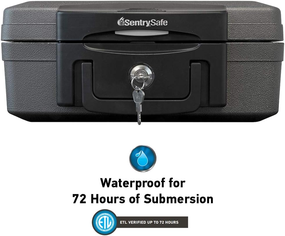 SentrySafe H0100 Fireproof Waterproof Box with Key Lock, 0.17 Cubic Feet, Black: Home Improvement