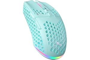 SOLAKAKA SM600 Honeycomb Shell Gaming Mouse Wireless,8000 DPI Tri-Modes BT5.1/2.4G Wireless/Type-C Wired Gamer Mouse with 2 Side Buttons, Macro Programmable and RGB Light for PC/Mac/Laptop,Green
