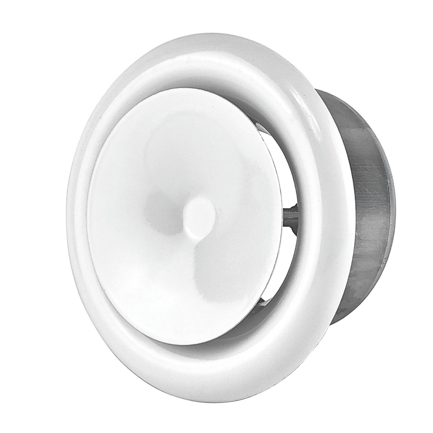 Steinberg14 White 80mm Air Supply Valve - 3 inch Extractor Fan Vent Cover - Round Adjustable Air Vent - Bathroom Diffuser - Wall Vent Cover - Ceiling Vent Grille - Metal Ducting Cover