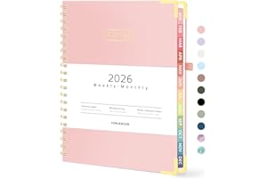 Forvencer 2026 Planner, Hardcover Calendar Planner Weekly and Monthly, January 2026 - December 2026, 8.5" x 11", Spiral Agenda Book with Tabs, Exquisite Daily Journal with Inner Pocket, Organizer Notebook for Office Home School, A4 Size, Pink