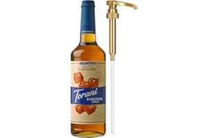 Torani Zero Sugar Puremade Syrup, Salted Caramel Flavoring for Drinks, Glass Bottle with Pump Included, 25.4 Fl Oz