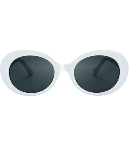 BOLD Retro Oval MOD Thick Frame Clout Goggles Round Lens Sunglasses (Wine, Smoke) at Amazon Women's Clothing store