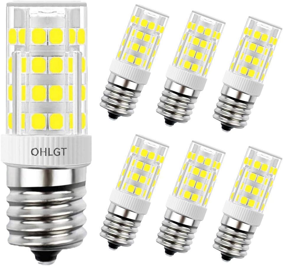 OHLGT E17 LED Bulb for Microwave Oven Appliance, Daylight White 6000K, 4 Watt (40W Halogen Bulb Equivalent), 350LM, Pack of 6