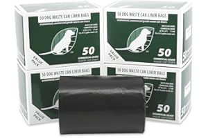 ZERO WASTE USA Commercial Grade Dog Waste Station Can Liners - 4 Rolls of 50 bags - Standard Size 26" W x 33" L (10-13 gallons) - Heavy Duty, Thicker than competitors bags (1.1 mil) (200 Liners total, Black)