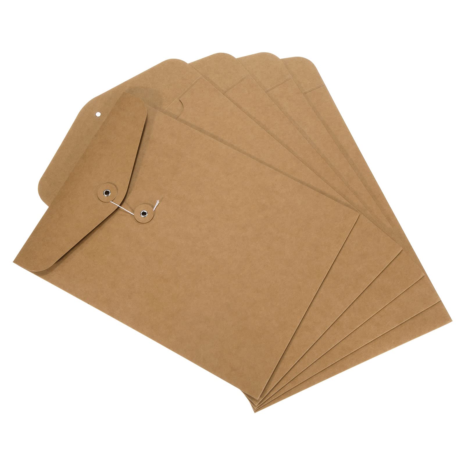 PATIKIL String File Folders 5 Pack A4 Size Document Letter Organizer Holder Filing Envelopes Jacket for Office, Brown