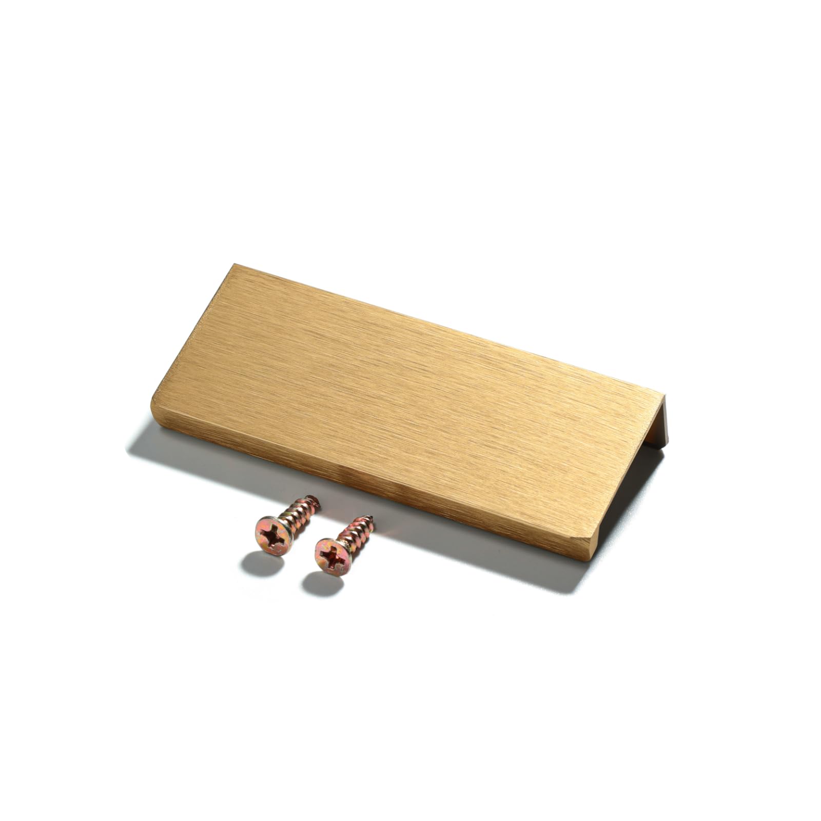 Photo 1 of MATOOYA Finger Pulls for Cabinets Drawers - Aluminum Alloy Concealed Handle for Home Kitchen Door Dresser, Easy Installation (4, Brushed Gold, 80mm/3.15inch)