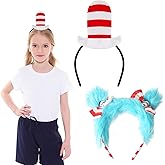 LGFKJNNJ Cat Costumes for Girls Boys Headband,2 Pieces Red White Striped and Thing 1 Costume Headband,Cat Costumes for Halloween Cosplay Party Hair Accessories